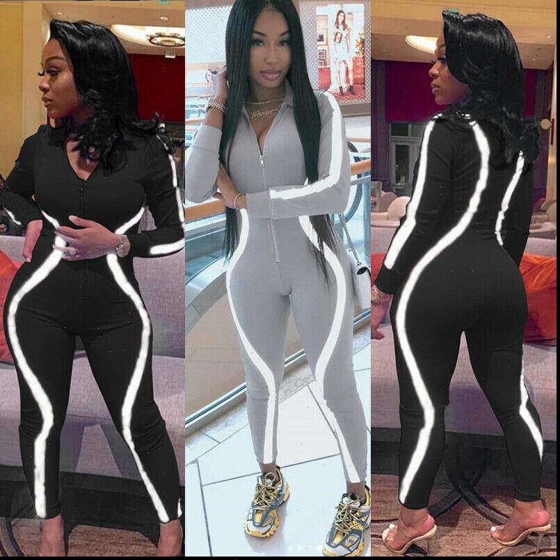 

xxl high street tracksuit women rompers long sleeve zip v neck slim cool girl bodycon jumpsuit bodysuit party clubwear s, Black;white
