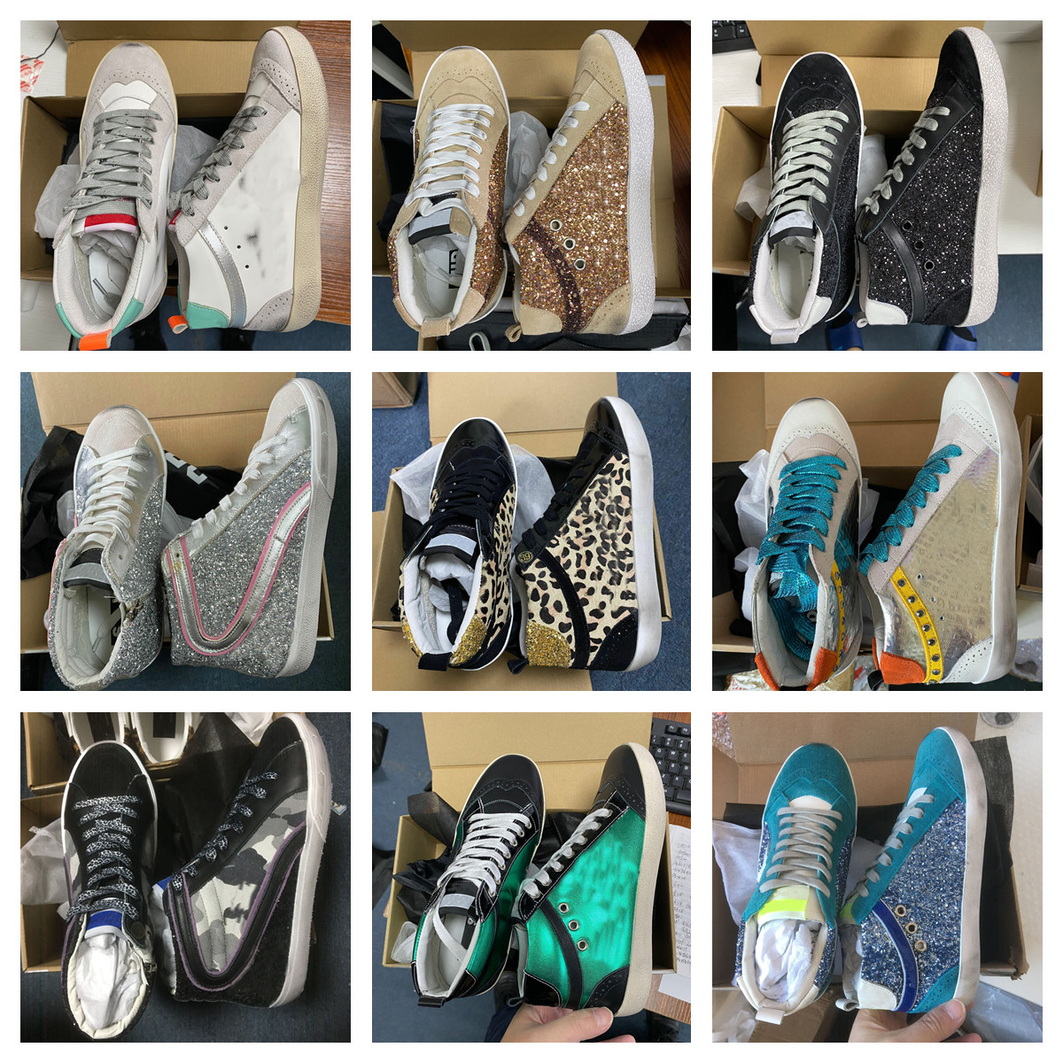 

Golden Mid Star Casual Shoe Francy Deluxe Brand Gyay Pink Glitter Leopard Slide Sneakers Do-old Dirty Designer Man Women Shoes, 32