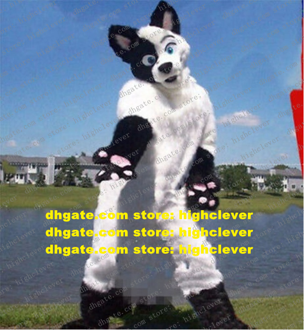 

White Long Fur Furry Fox Wolf Husky Dog Fursuit Mascot Costume Adult Cartoon Character Suit Company Celebration Hotel Pub zz7592, Red;yellow