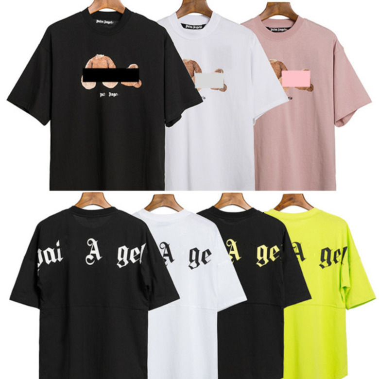 

2021 Fashion Summer Men T-Shirts Mans Women's PA Printed Stylist Tee Palms Mens Printing Short Sleeve Truncated Bear Angels Couples-cz02-04, White;black