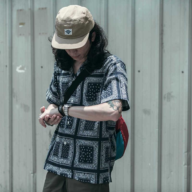 

Men' Casual Shirts NON West STOCK Short Sleeved Bandana Shirt Paisley Camp Loose Fit, Light blue