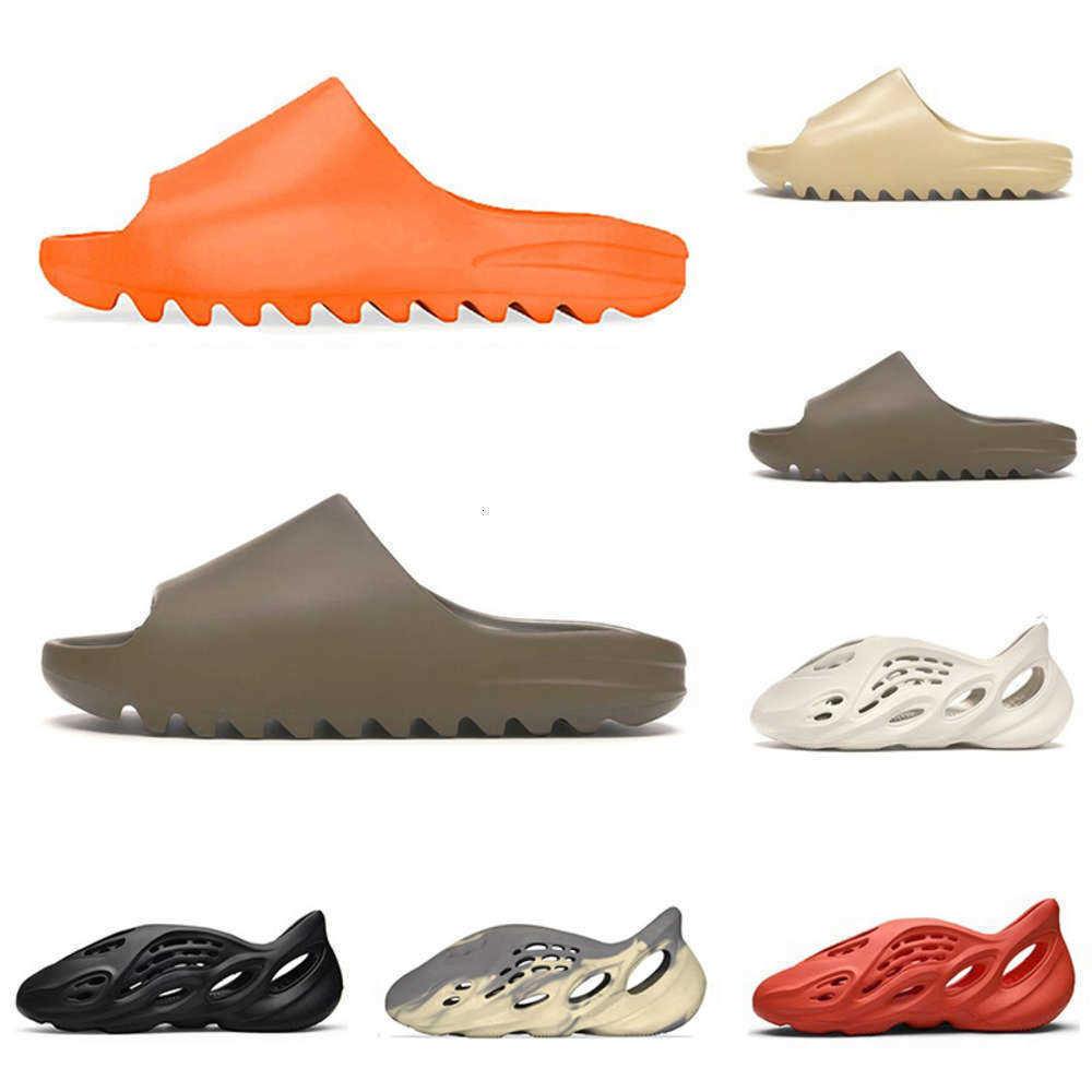 

Kanye Slides Factory Men Women Slippers Enflame Orange Ararat Bone Desert Sand Resin Earth Brown Core Soot Mens Outdoor Fashion Platform bb, Black