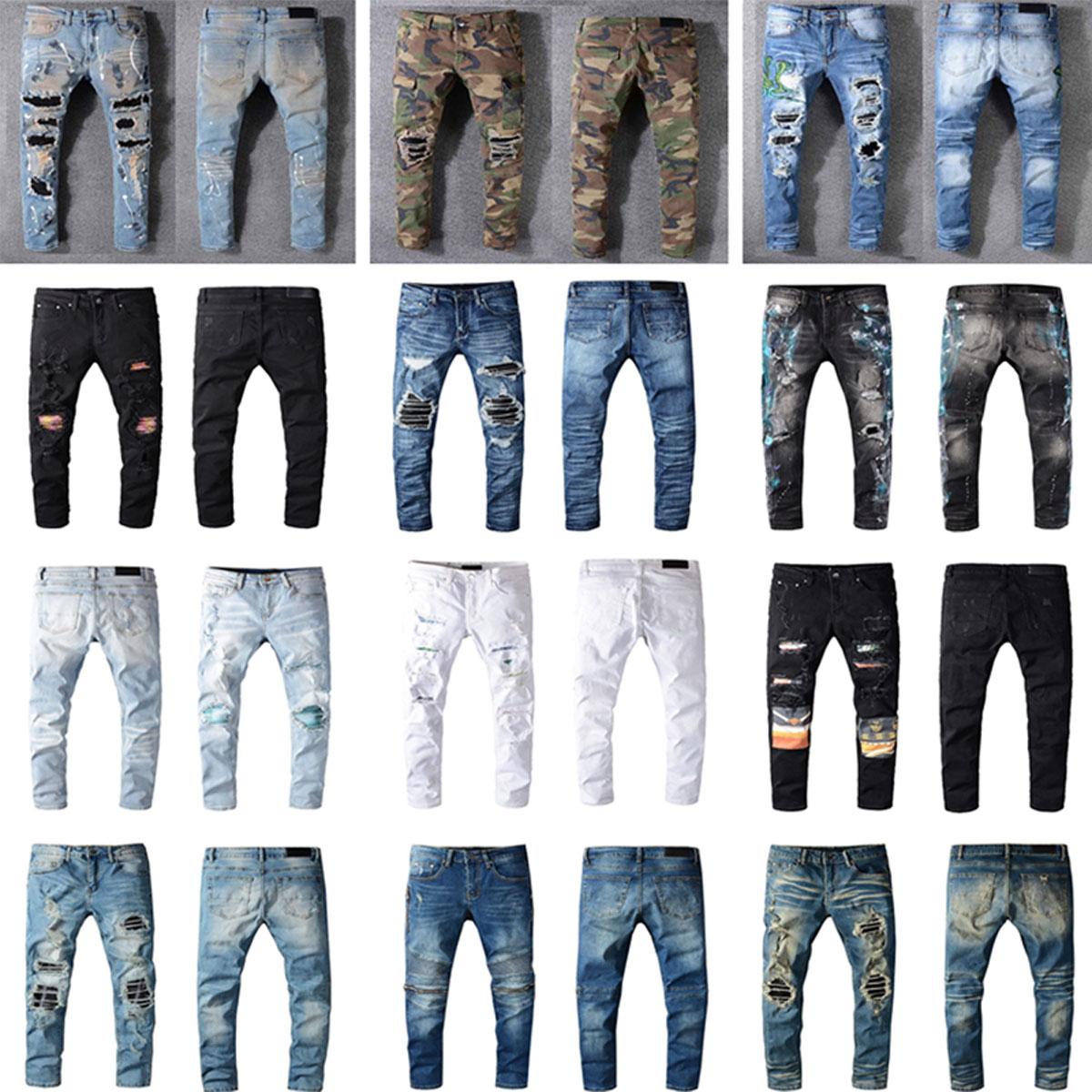 

21ss Mens Designer Jeans Distressed Slim Fit Motorcycle Biker Denim Hole Casual Men Pants Trousers