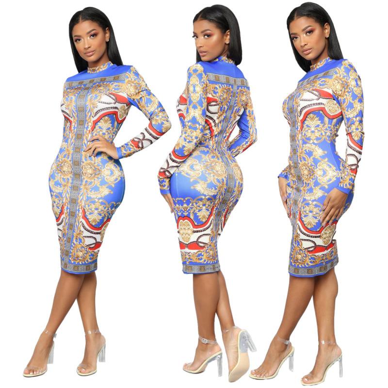 

Woman Party Night Club Sexy Vestidos 2021 Traditional African Midi Dresses For Women Long Sleeve O Neck High Quality Mini Dress Casual, Orange