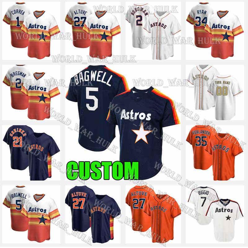 

5 Jeff Bagwell Jersey 7 Craig Biggio Astros Nolan Ryan Houston Justin Verlander Carlos Correa Jose Altuve Alex Bregman 21 Zack Greinke Retro, Custom 2021 new cool base(taikongren)
