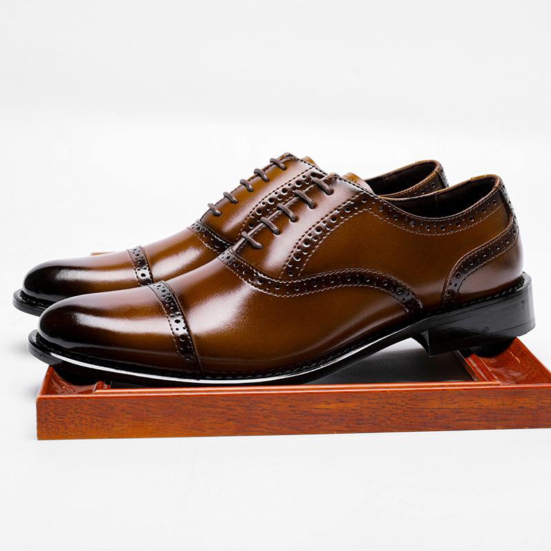 

Dress Shoes Fashion Brogue Men's Leather Authentic Comfortable Height Increasing Business Formal Wear, Black