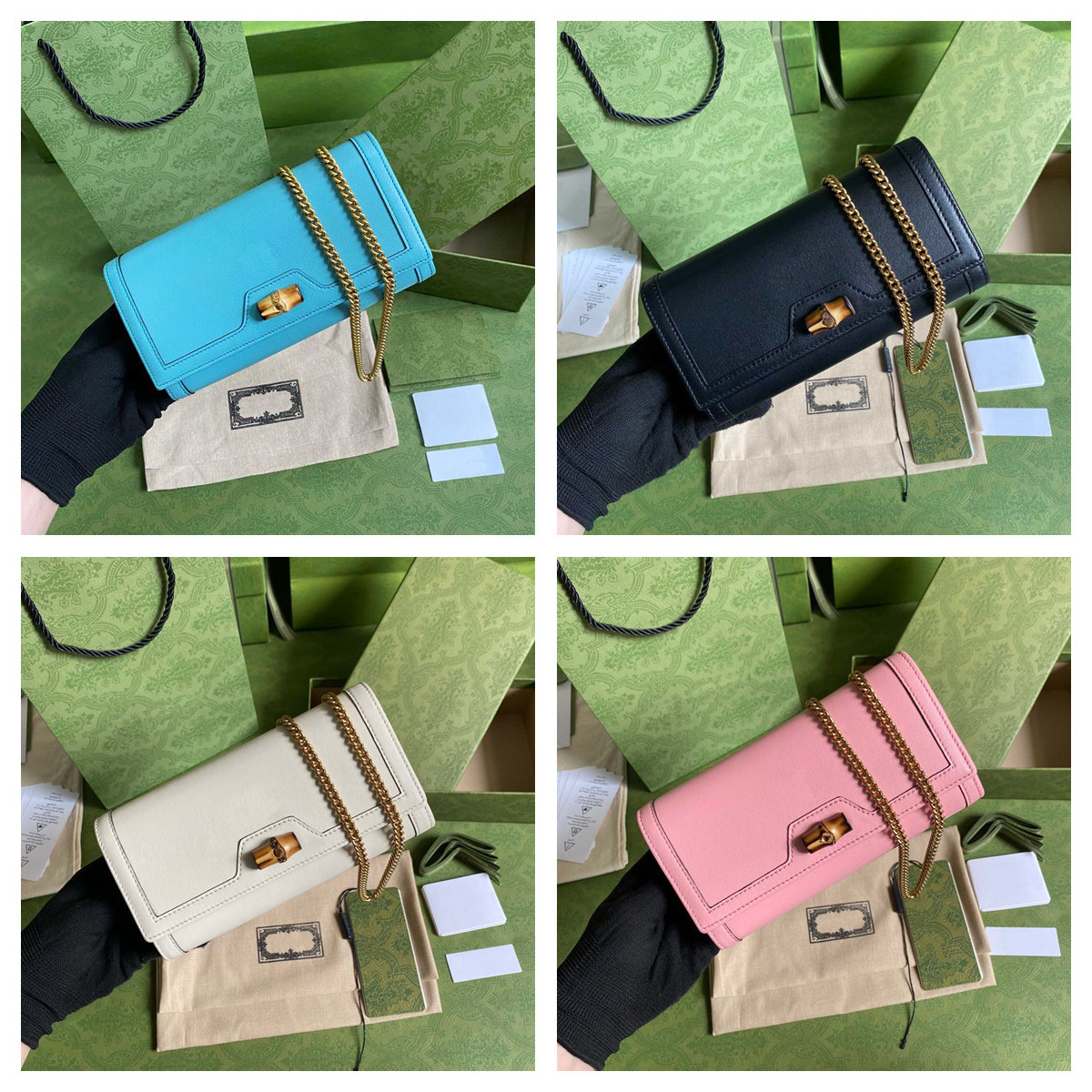 

Designer new Top quality Genuine leather Wallet for Women Card Holder Long Wallets Makeup mirror Purse Luxury Ladies Fashion Crossbody bag with box, Blue+gold buckle