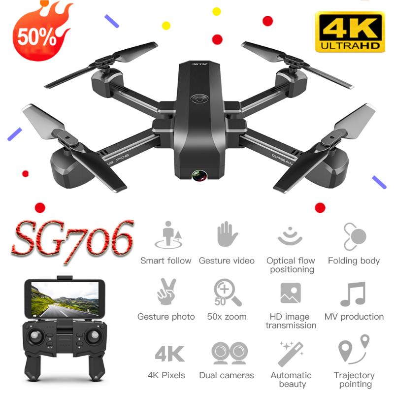 

GoolRC SG706 RC Drone With Dual Camera 4K Optical Flow Positioning Foldable Quadcopter Altitude Hold Gesture Control Toys Drones