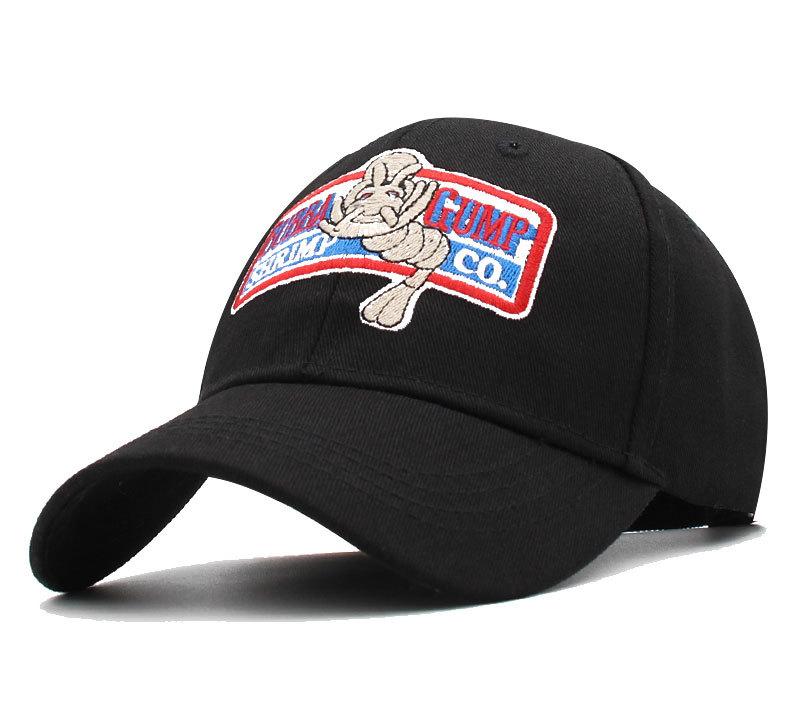 

2021 Baseball caps Gump Shrimp CO. Snapback Hat Forrest Gump Costume Cosplay Embroidered Snapback Cap Unisex Summer Hats Adjustable, Black;white