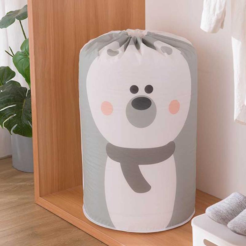 

Clothing & Wardrobe Storage Finishing Space Saving Printed Quilt Bag Cartoon Dormitory Organizer Bedroom Drawstring Cylinder Shape
