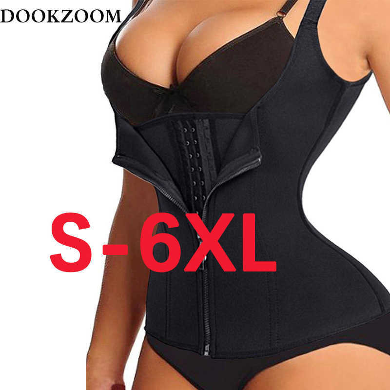 

Plus Size Shapewear Women's Neoprene Sweat Sauna Vest Waist Trainer Cincher Corset Body Shaper Weight Loss with Zipper Tank Top, Black