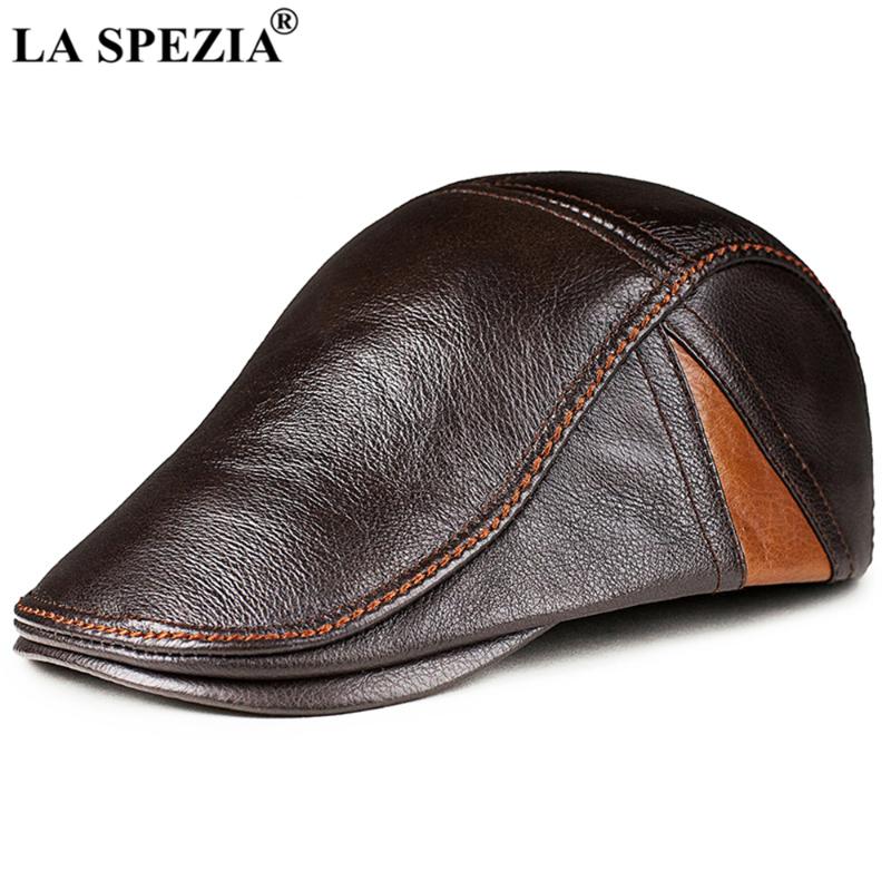 

Berets LA SPEZIA Mens Beret Cowskin Ivy Cap Genuine Leather High Quality Gatsby Autumn Winter Warm Casual Flat, Blue;gray