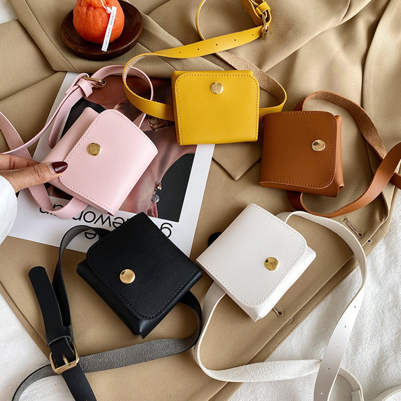 

fashion kids Mini change purse INS Baby boys girls solid colors Breast Bag children cute casual PU one shoulder wallet F331, Pink