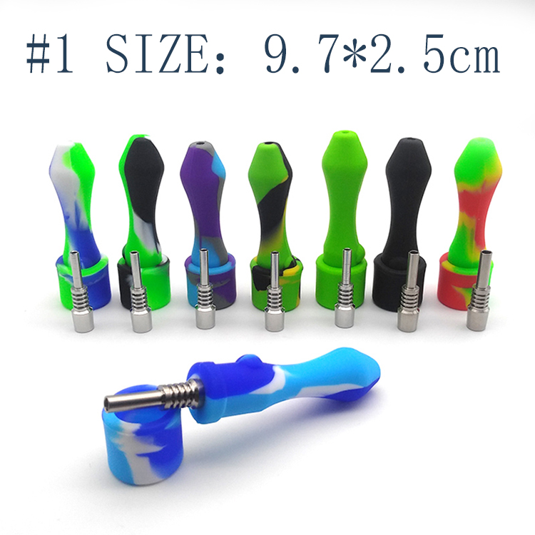 

Hookah Silicone Nectar Collector kit with Titanium Quartz Tips Concentrate mini tobacco pipes for oil rig glass bong