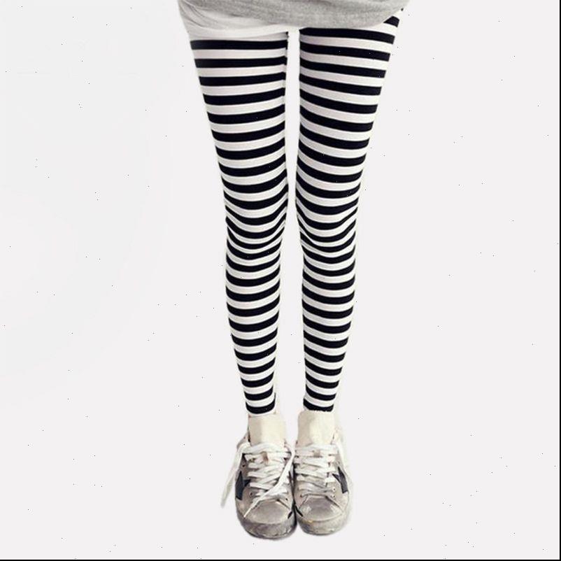 

women legging ankle length skinny leggings black white horizontal striped pants and brand drop