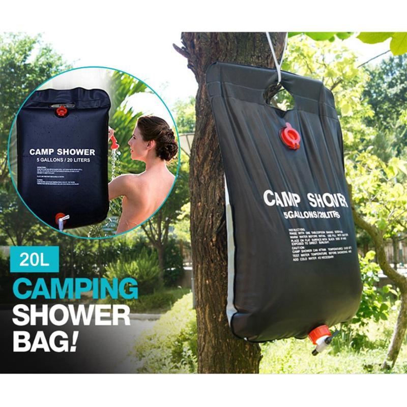

Outdoor Camping Hiking Solar Energy Heated Camp Shower Pipe Bag Portable Water Bottle Bath Accessory Set