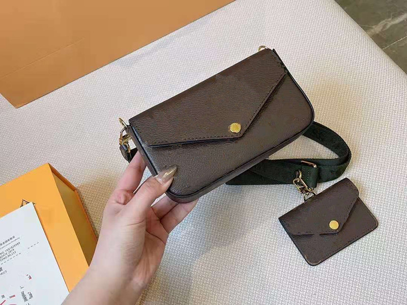 

Luxurys Shoulder Bags Designer Crossbody Bag 2pcs/set Women Handbag Fashion Purse with Wallet Canvas Material Lletter Flower Printed Outdoor Packs, Brown