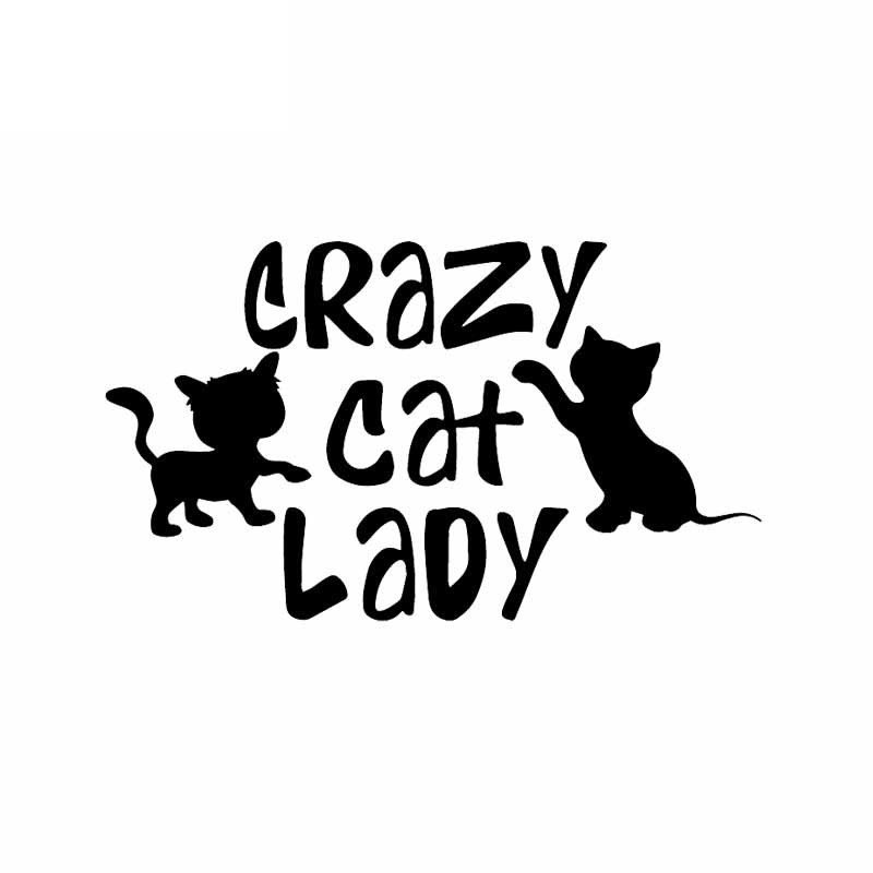 Decal Crazy Cat Lady Kitten Funny Car Sticker Pet Sticker Cover Scratch Black/white, 16cm*9cm-image-687044018