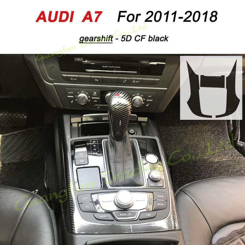 Interior Central Control Panel Door Handle 3D 5D Carbon Fiber Stickers Decals Car-styling Cover Parts Products Accessories For Audi A7 Year 2011--image-742828963