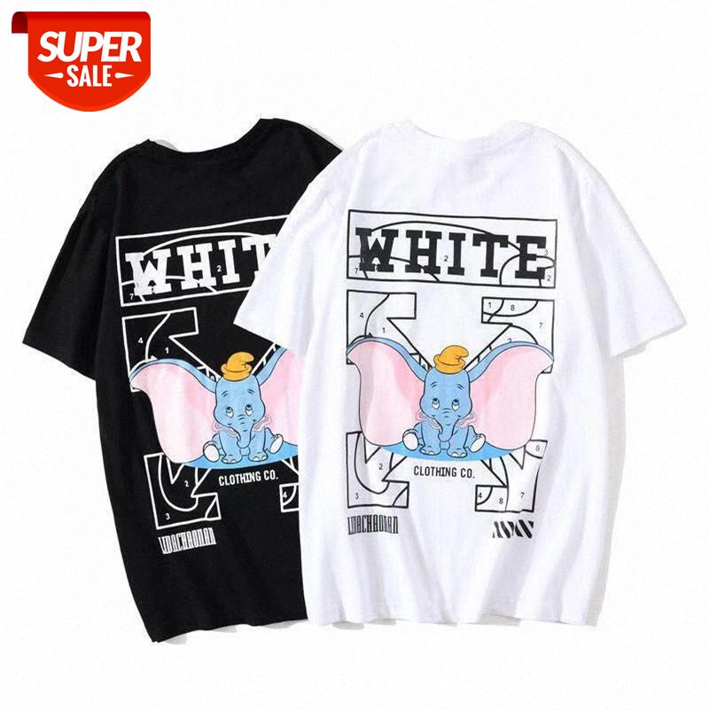 

Dumbo cartoon pattern round neck pullover unisex short sleeve one piece wholesale #Pz7Z, White;black