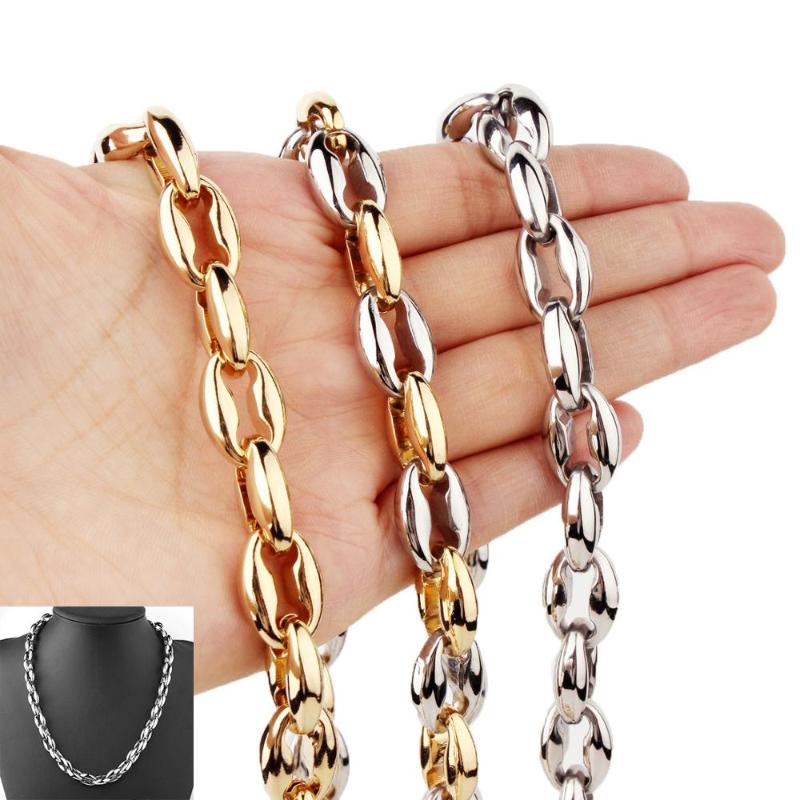 

12mm Classic Coffee Bean Men's Woman Necklace 316L Stainless Steel Choker Friends Gifts Fashion Jewelry 2021 Wholesale Chains