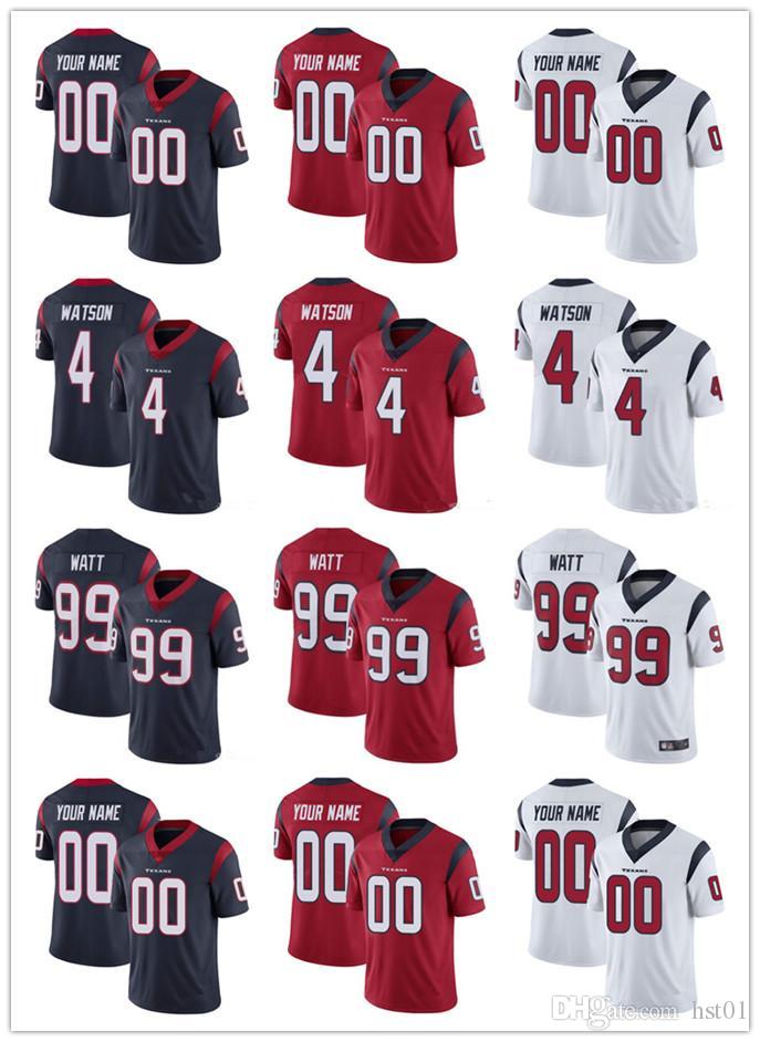 

custom Jersey Men women Houston Youth Texans 4 Deshaun Watson 11 Jaelen Strong 99 J.J. Watt Football Jerseys, Black;red