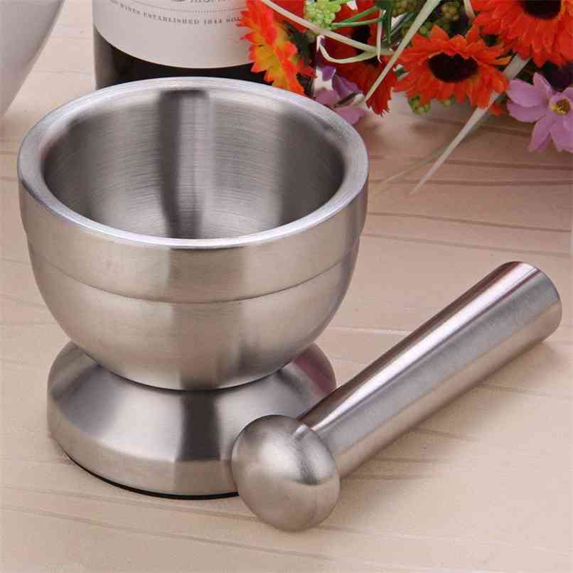 

Stainless Steel Mortar Pestle Set Pugging Pot Garlic Spice Grinder Pharmacy Herbs Bowl Mill Crusher Kitchen Tool 210712