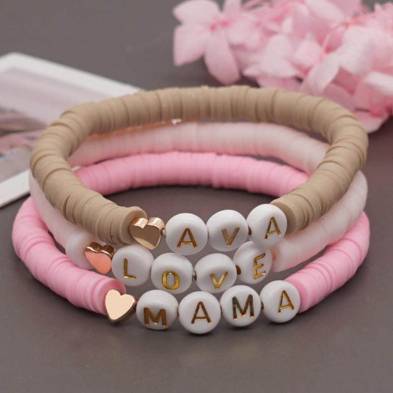 

Link, Chain Fashion Creative Letter Hand Woven Bracelet Ladies Boho Style Peach Heart Jewelry Wholesale