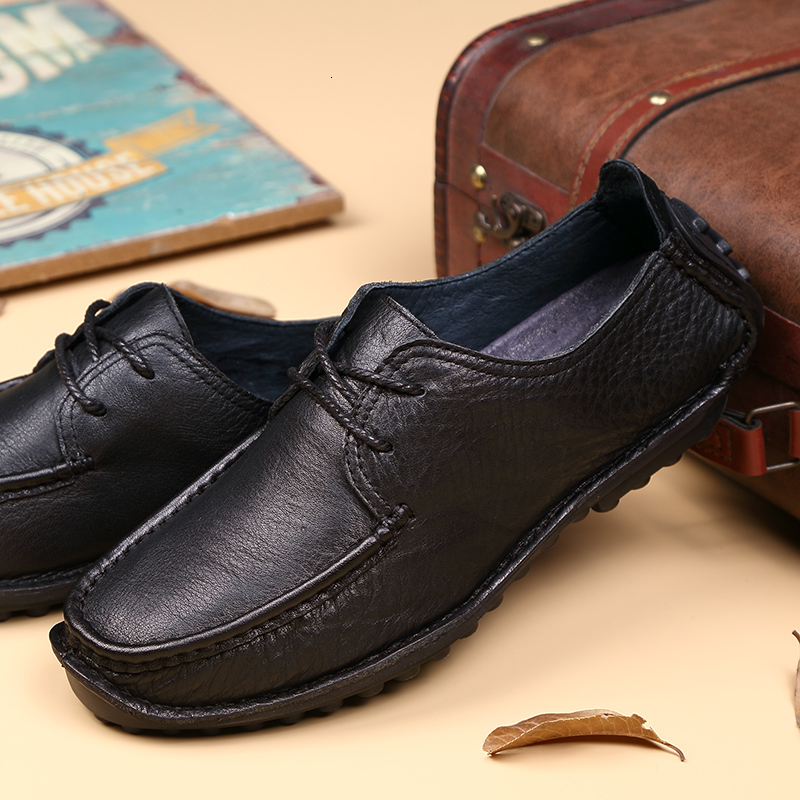 

dress shoes brand men casual oxfords lace up black shoes s wearable flat sneakers for fashion genuine leather vop0