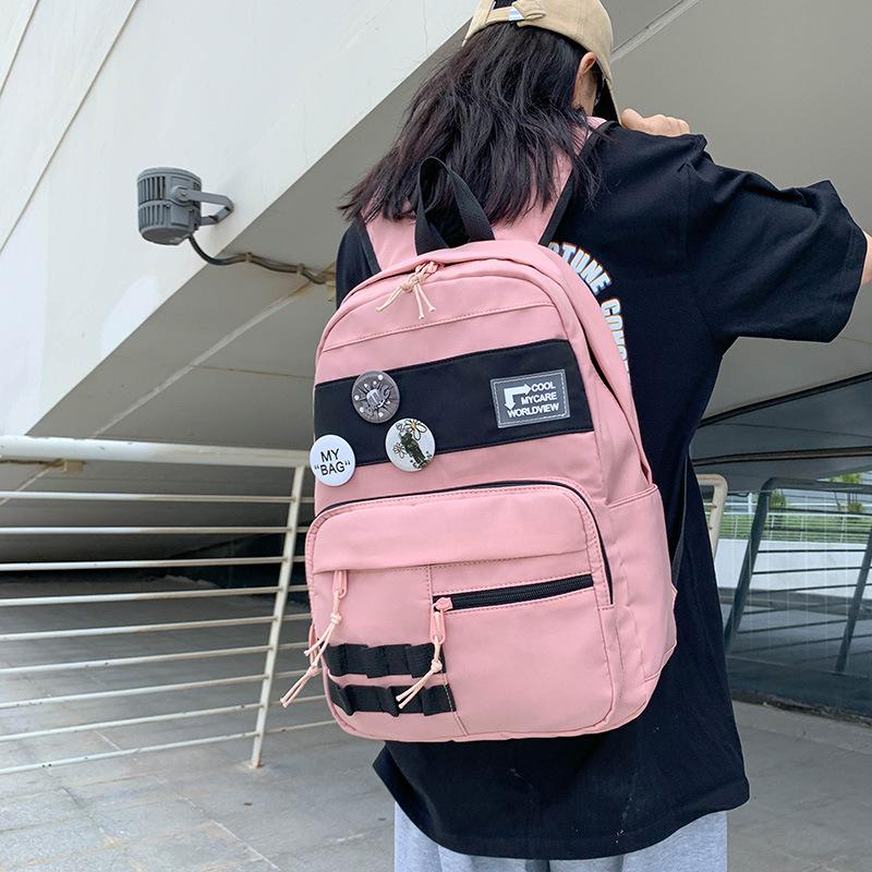 

Backpack Fashion Nylon Cloth Bags For Women Waterproof Packbag Large Bag Unisex School Travel Women's, Pink