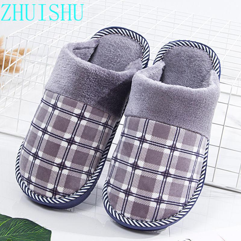 

Winter Couple Cotton Slippers Female Home Indoor Non-slip Thick-soled Shoes Plush Drag Men Zapatos Para Mujer, Black