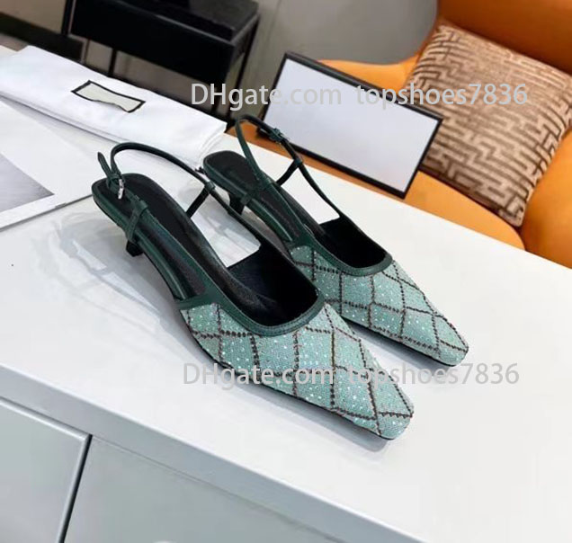 

Low heel 3.5cm smooth women's sandals fashion hot diamond embroidered leather sewn wedding shoes luxury exhibition party flat shoes delivery box 35-41, Brown edge