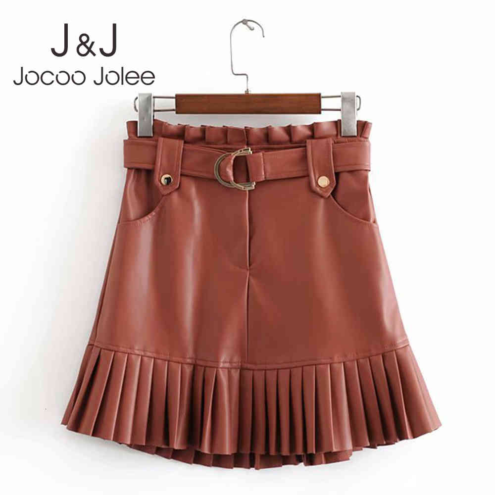 

Women Spring Korean Chic PU Leather Mini Skirt High Waist Elegant Pleated Skirts Fashion All-match Faux Leather Skirt 210518, Green