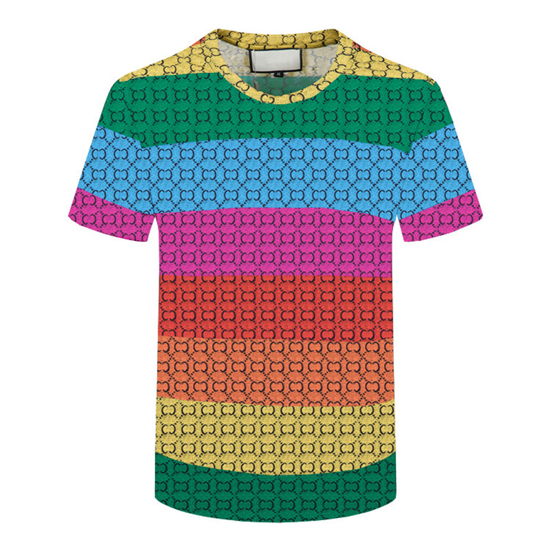 

Leisure Rainbow Designer Tees Men Double Letter T Shirts Boy Cotton Loose Comfortable Breathable Tops Streetwear, 1#