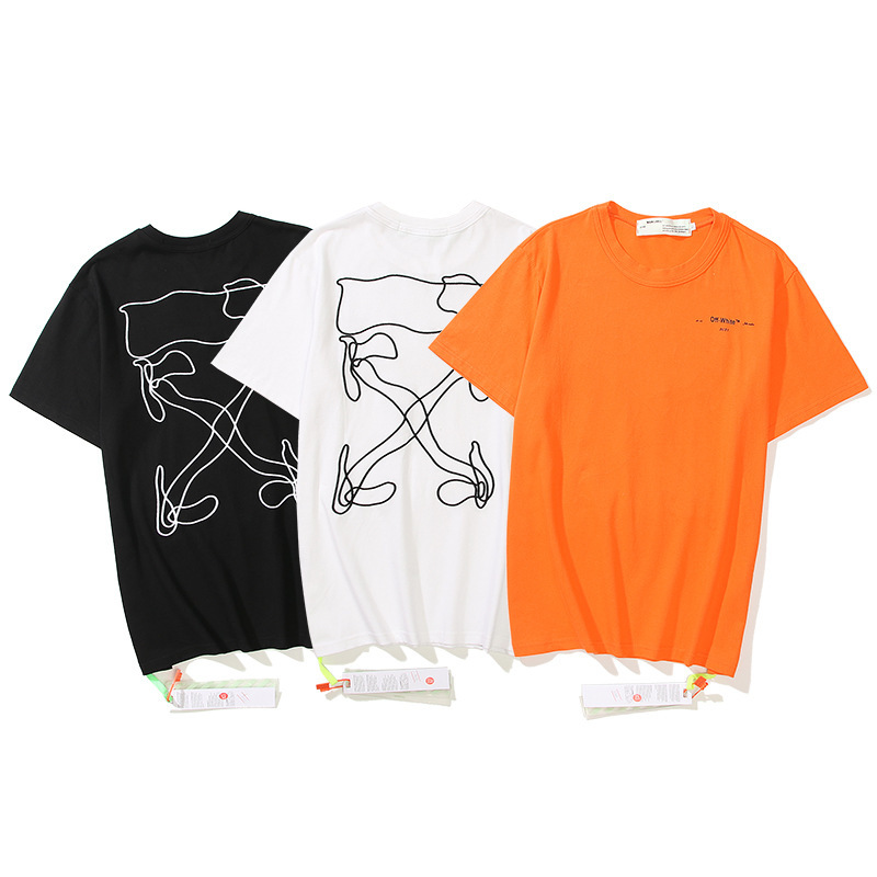 

fashion t shirt 21ss trendy printed irregular arrow summer loose casual short sleeve for couples, White;black