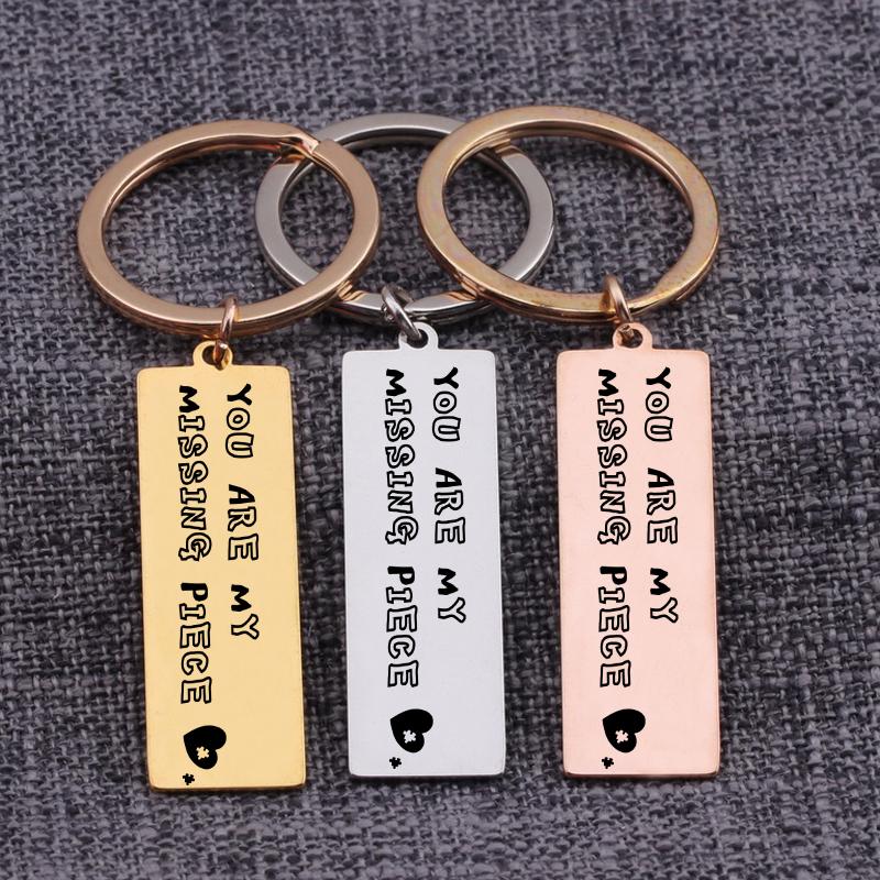 

Keychains Engraved Keychain You Are My Missing Piece Confession Gifts Bag Charm Ornaments For Lover Couple Someone Keyring Jewelry