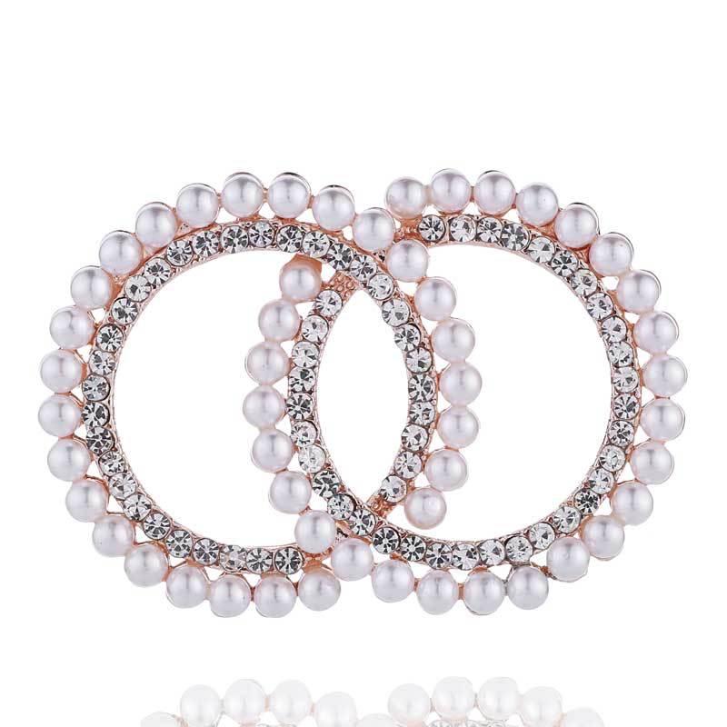 

Pins, Brooches Korean High-end Rhinestone Round Brooch Pins Pearl Gold Color Badge Dress Coat Corsage Fashion For Women Jewelry, Gray