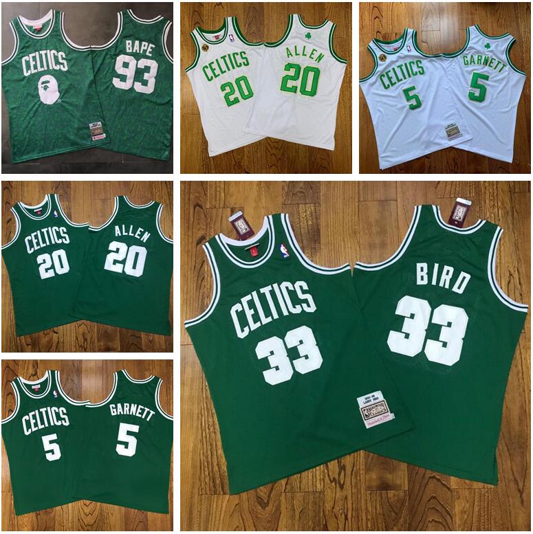 

Stitched NBA jersey Boston Celtics 5 Garnett 20 Allen 33 Bird Mitchell & Ness 1985-86 2007-2008 Hardwoods Classics retro men Jerseys, Black;red