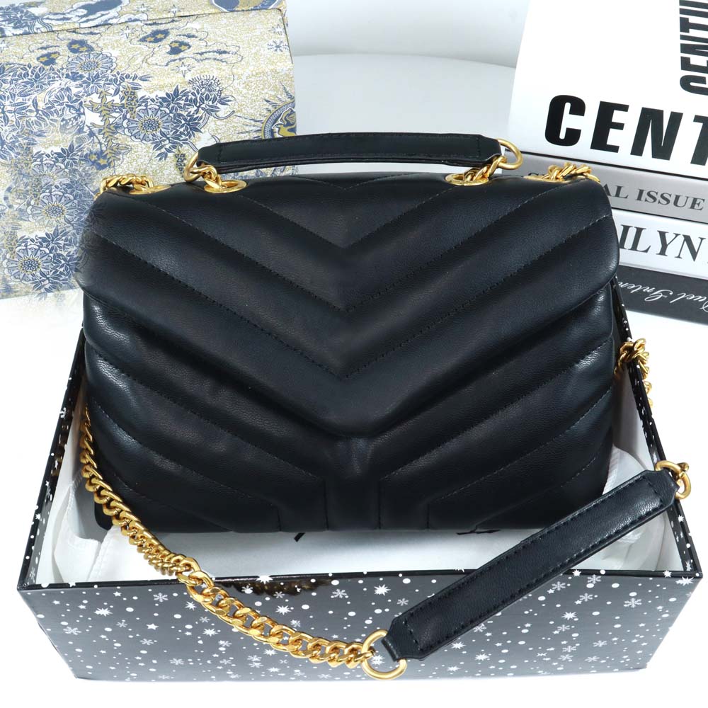 

Handbags Women Shoulder Bags Totes black calfskin caviar classic Diamond quilted bag chains double flap medium Genuine Leather cross body 00, #1 24cm
