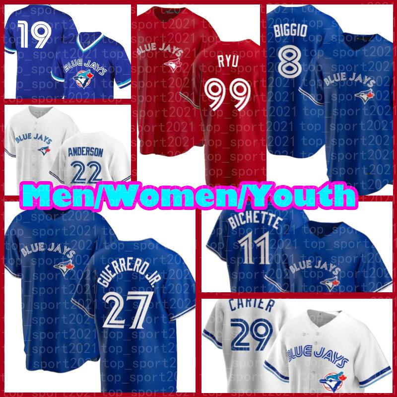 

Blue Jays Jerseys Baseball 27 Vladimir Guerrero Jr. 4 George Springer Toronto Bo Bichette Cavan Biggio Lourdes Gurriel Jr. Randal Grichuk, Blue;black