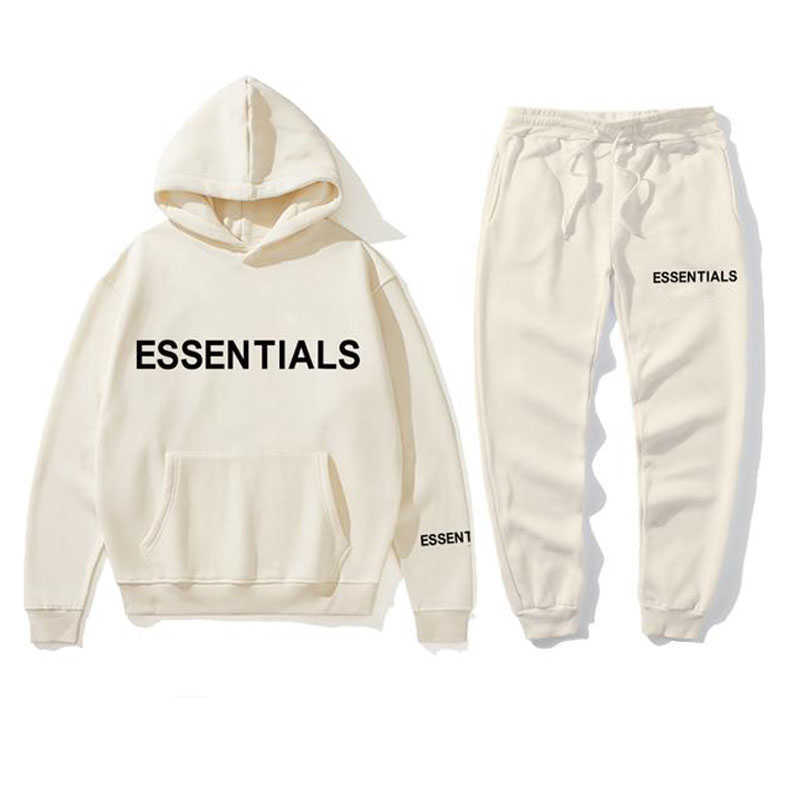 

New hoodie suit Men and Women Essentials Kanye Letters Print Sweatshirt+Sweatpant men' Pullover Hoodie Sports Pants tracksuit X0610, Color 14