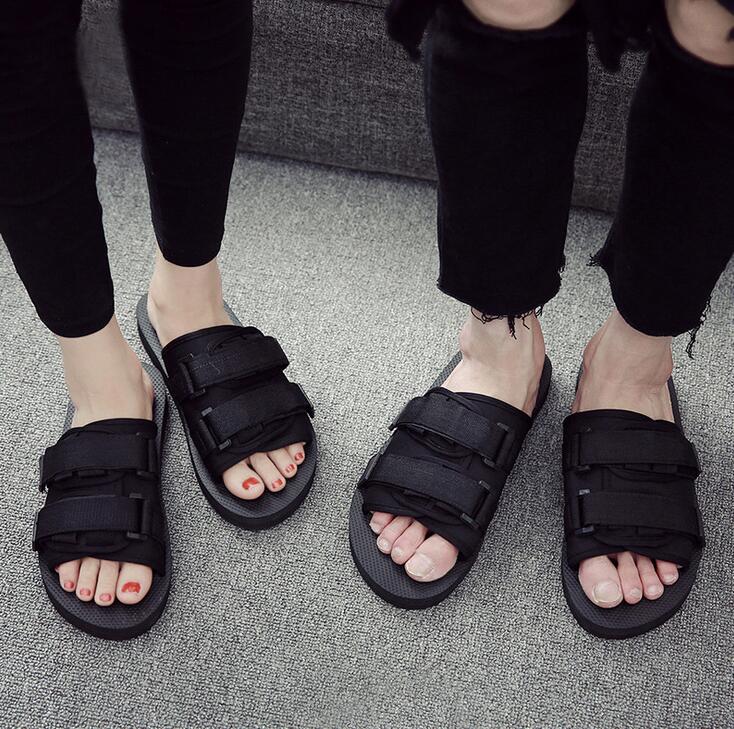 

black summer men's and women's flat sandals slippers fashion casual beach flip boy girl size 35-46