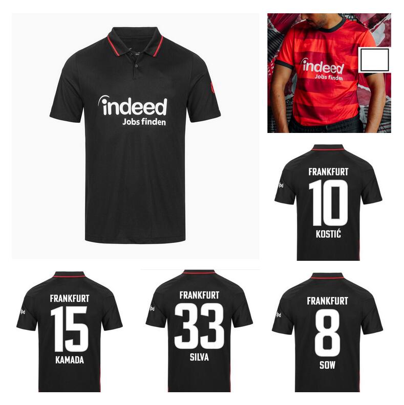 

2021 2022 Eintracht Frankfurt Soccer Jerseys black red Uniforms KOSTIC Jovic 21 22 Home KAMADA FERNANDES DE GUZMAN Away SILVA men kids Footb, Black;yellow