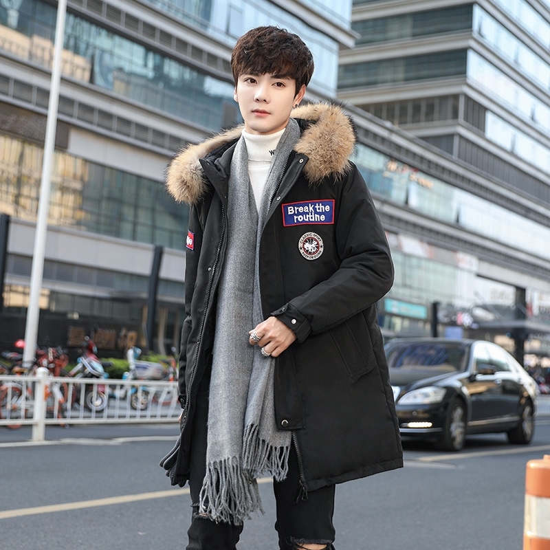 

New daihatsu collar long down jacket male white duck thickened warm leisure Korean fashion 356 Canada goose, Red