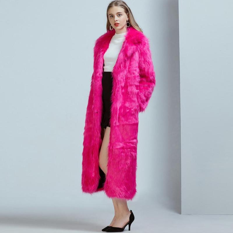 

Women's Fur & Faux Luxury Elegant Winter Coats Fashion Women Outwear Long Sleeves Warm Coat Plush Jacket Overcoat, Red
