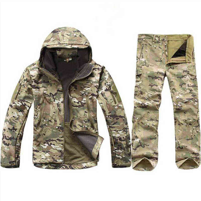 

TAD Gear Tactical Softshell Camouflage Jacket Set Men Army Windbreaker Waterproof Hunting Clothes Camo Military Jacket andPants 211110, Acu