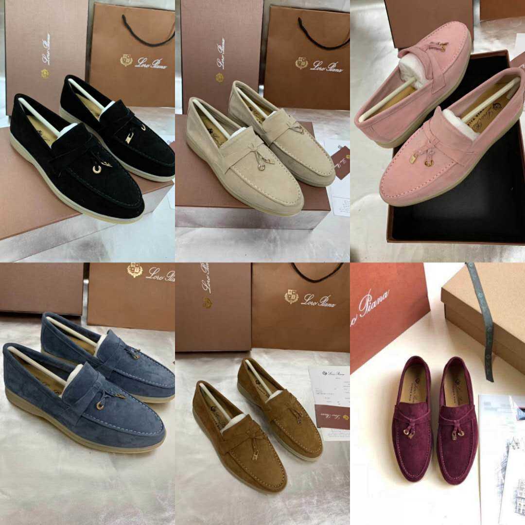 

Nice Velvety Leather British Style Dress Shoes Versatile Mens Women Lock Designer Loro Walk Casual Shoe Loafers 35-44, Blue