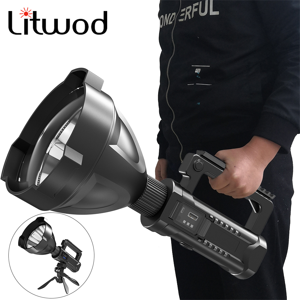 

Z20 XHP70.2 Super Bright LED Rechargeable Big Head Searchlight Handheld Flashlight Work Light Spotlight Floodling 40W Torch Lantern