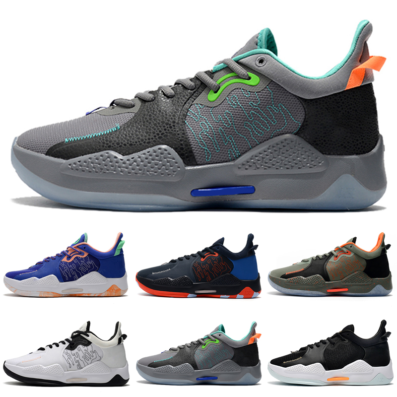 

PG 5 Black White Army Green Blue Men sports Outdoor shoes Paul George 5s OKC Home Dark Obsidian athletic sneaker, As shown 1