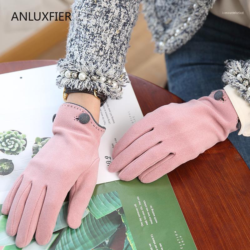 

Five Fingers Gloves H9914 Simple Fashion Women Winter Warm Thermal Outdoor Mittens Wind Proof Thin Riding Touch Screen Korean Student Mitten
